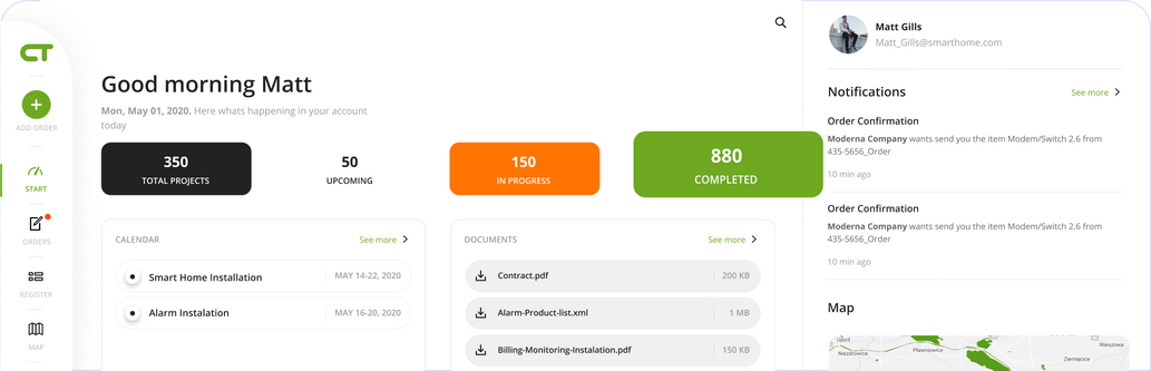 Webanwendung für Unternehmen
der Elektronikinstallation