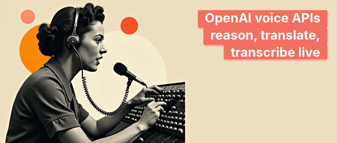 Vintage switchboard operator mid-call, evoking OpenAI's new real-time voice models.