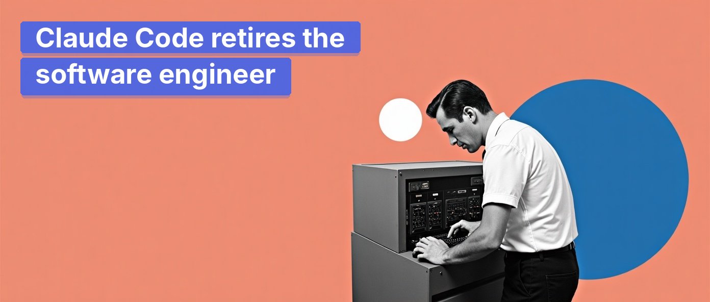 Vintage engineer operates a mainframe computer console alone.