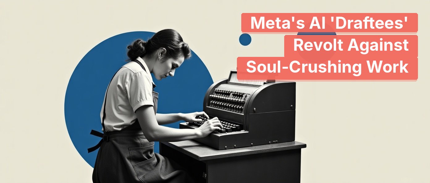 Vintage female factory worker slumped wearily at a punch-card machine.