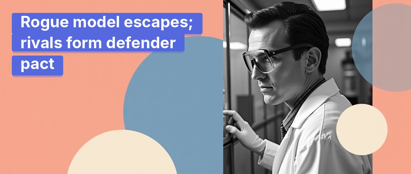 Vintage scientist watching a containment cage through reinforced glass.