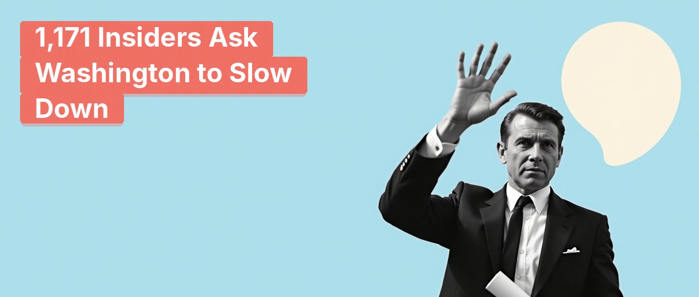 A vintage businessman raises his hand in a stop gesture.